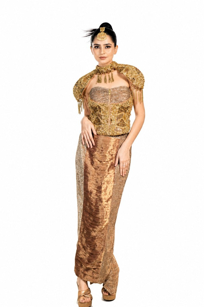 Copper Gold Rusing Skirt Corset