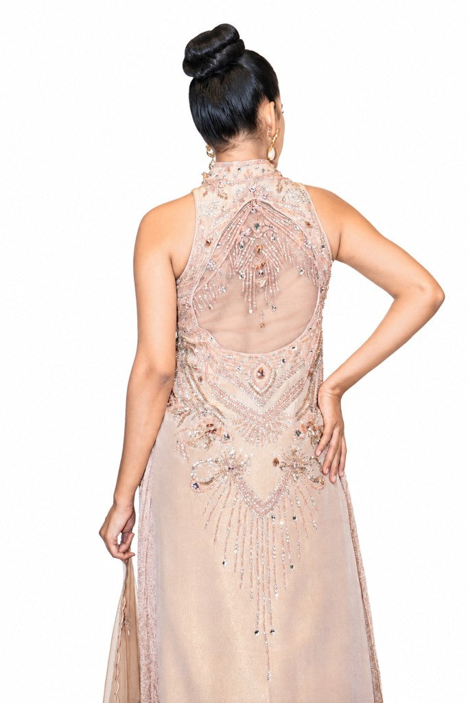 Long Pakistani Halter Shirt Crushed Garara