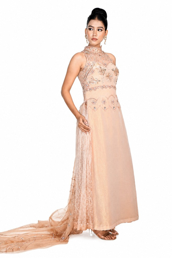 Long Pakistani Halter Shirt Crushed Garara