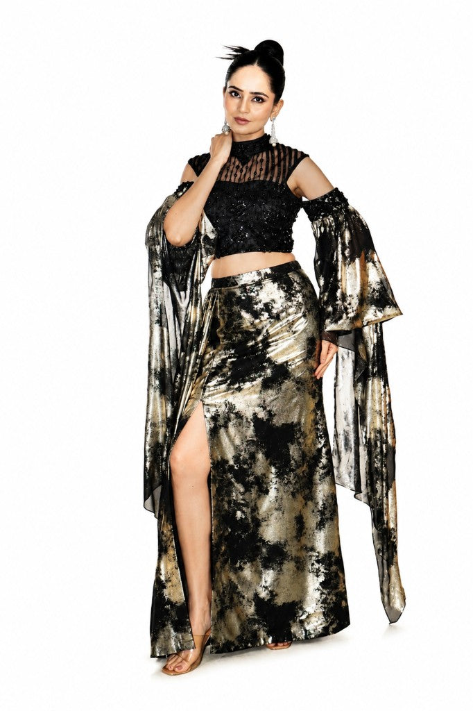 Tie and Dye Drape Skirt Blouse