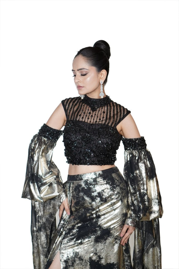 Tie and Dye Drape Skirt Blouse