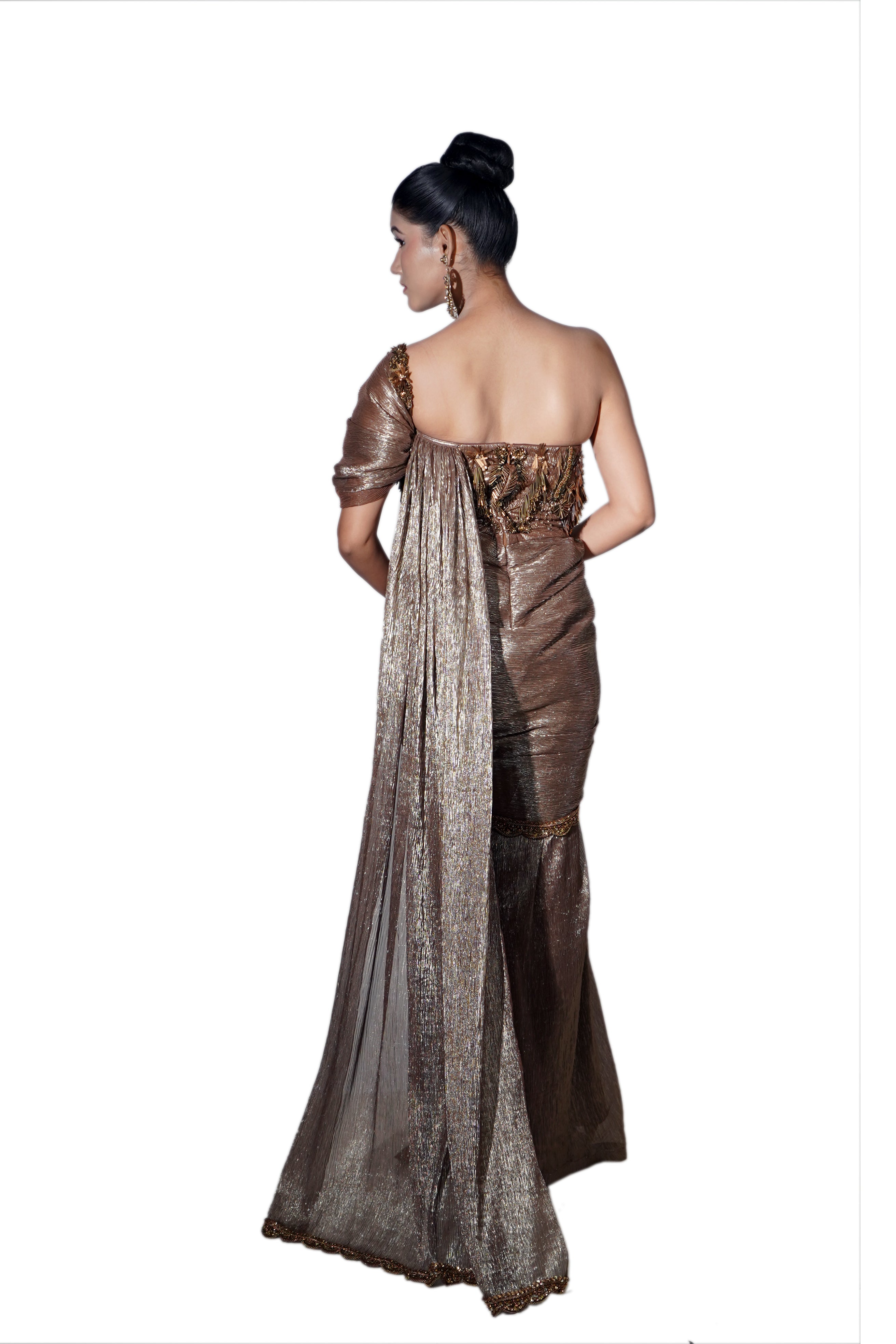 Brown Drape Corset Saree