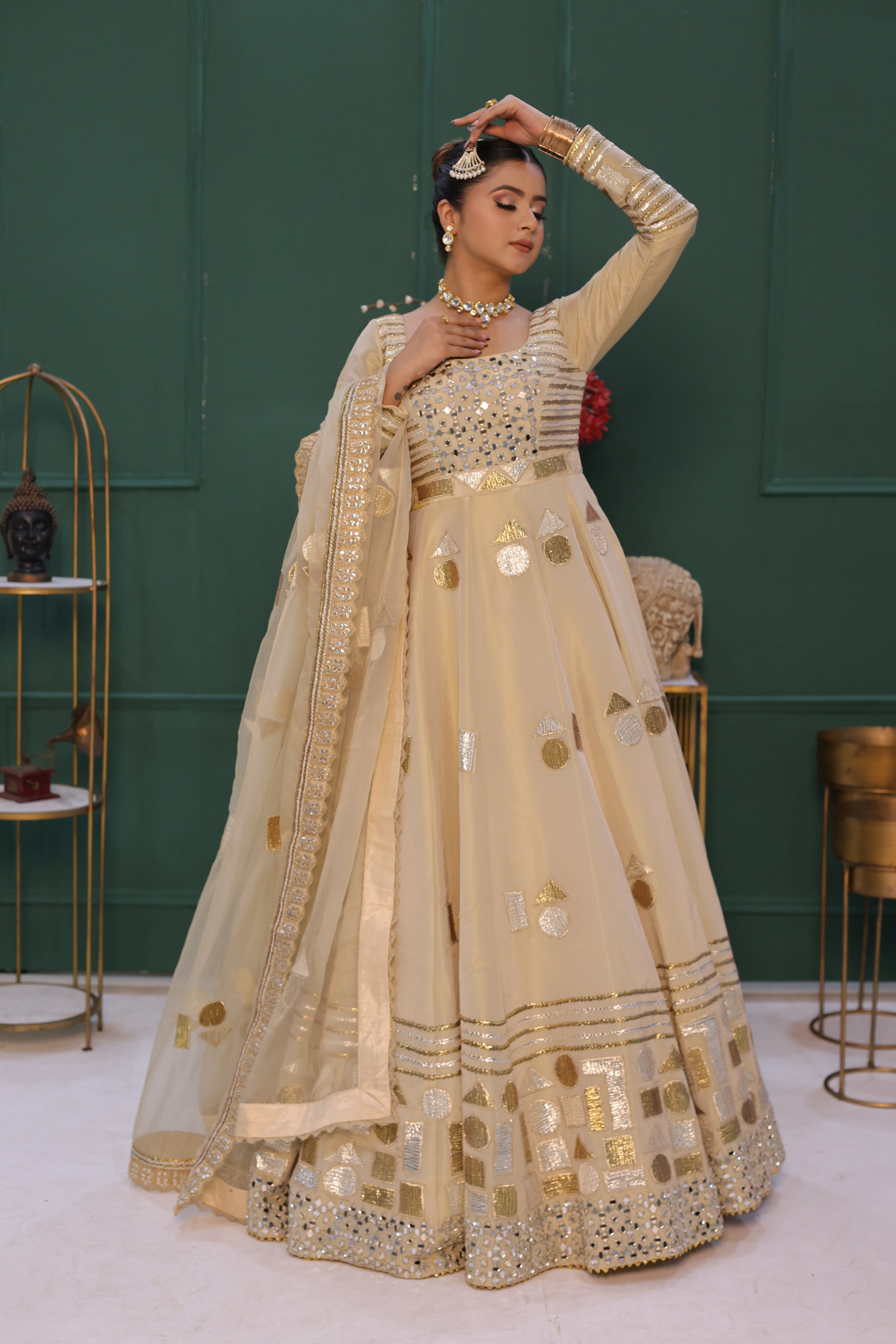 Champaign Tissue Anarkali