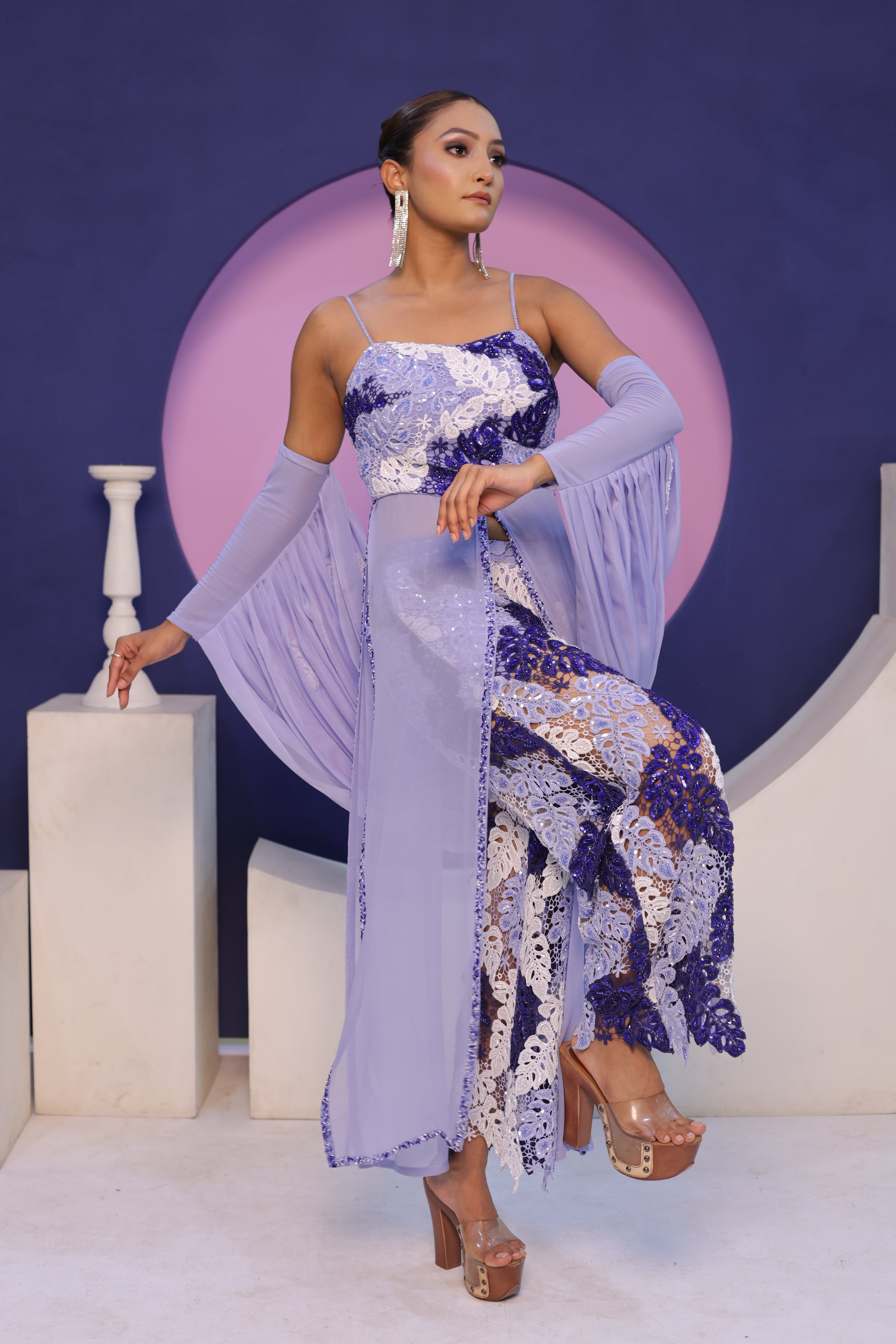 Beaded Lace Pant Suit