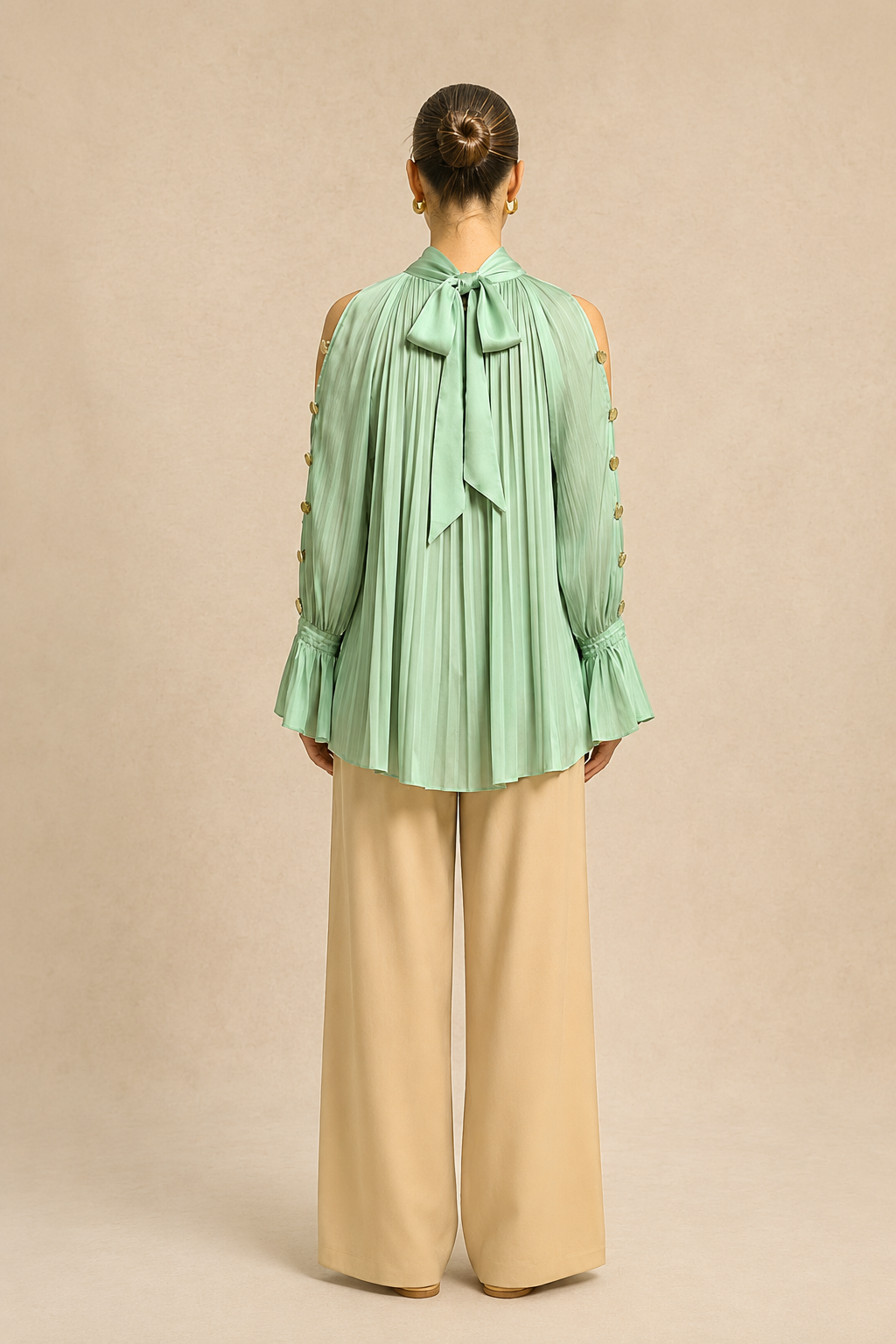Ash Green Halter Neck Blouse