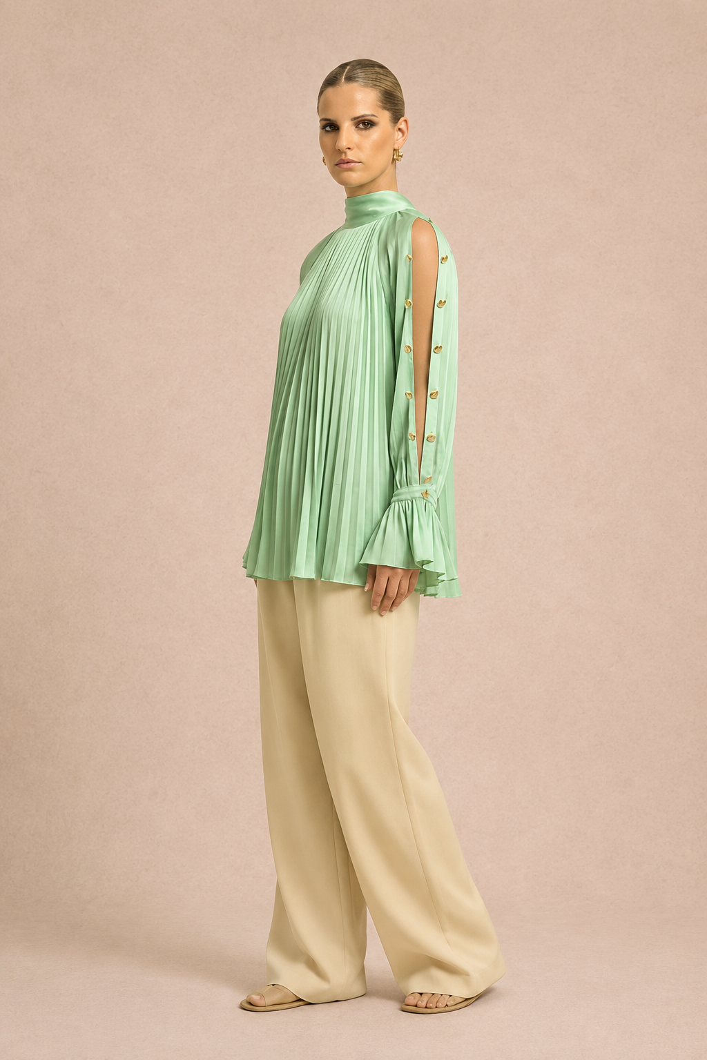 Ash Green Halter Neck Blouse