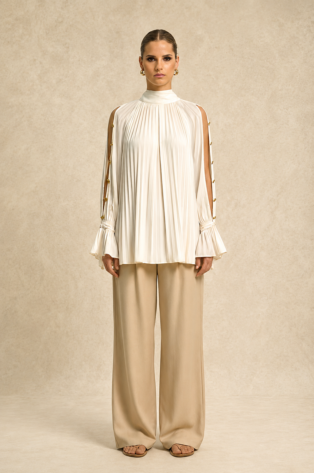 Ivory White Halter Neck Blouse