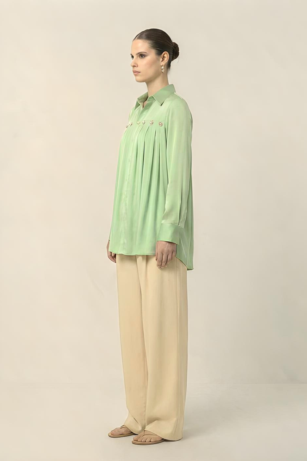 Ash Green Gather Shirt