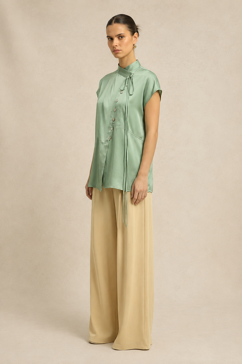 Ash Green Crew Neck Blouse