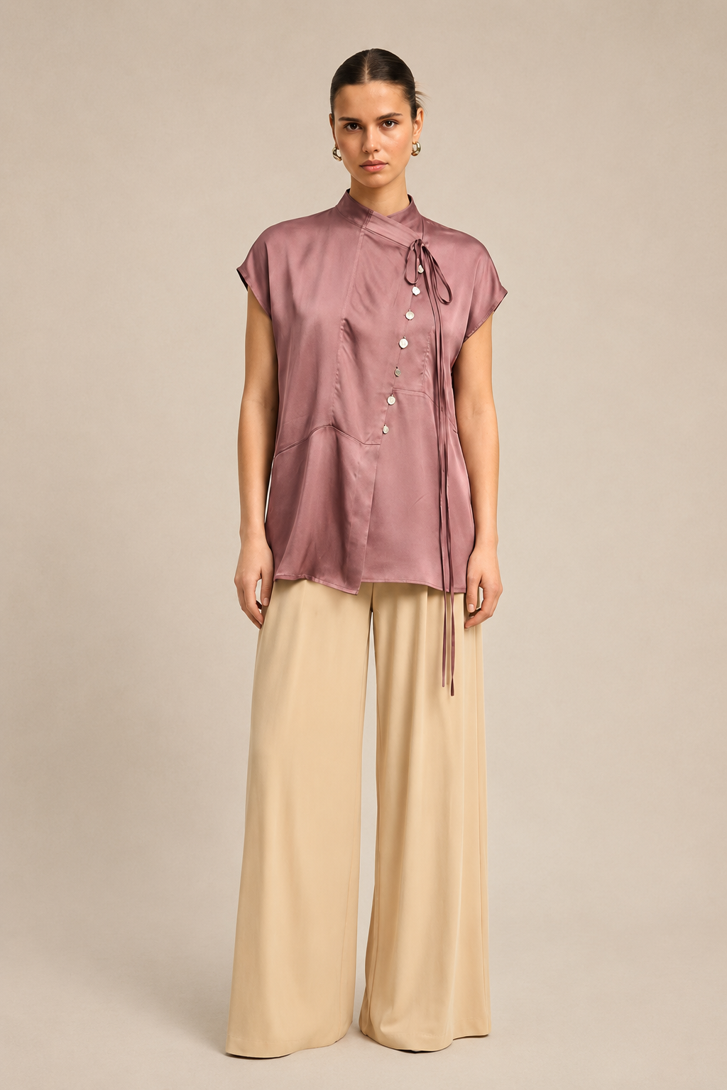 Brick Red Crew Neck Blouse