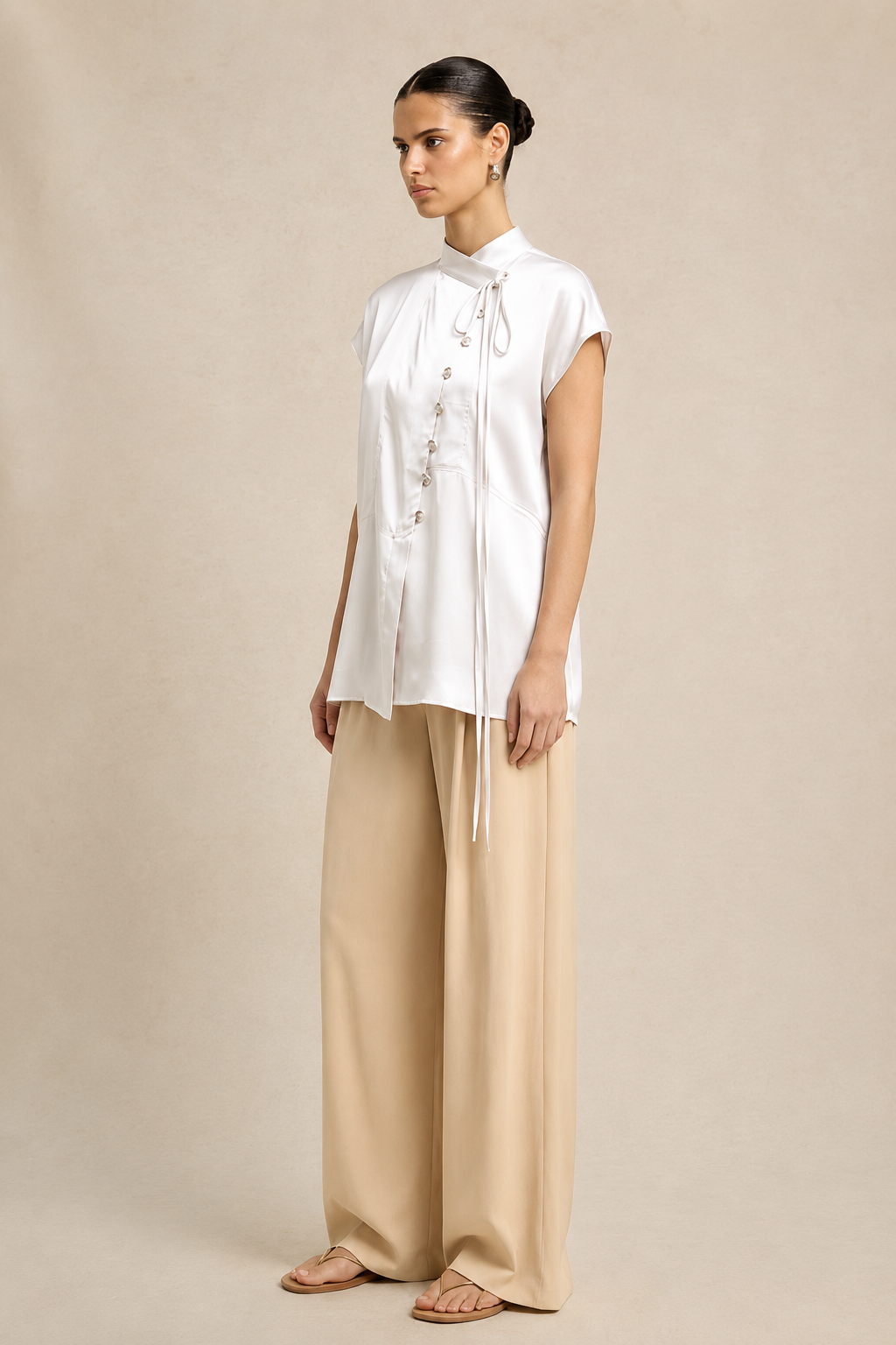 Ivory White Crew Neck Blouse