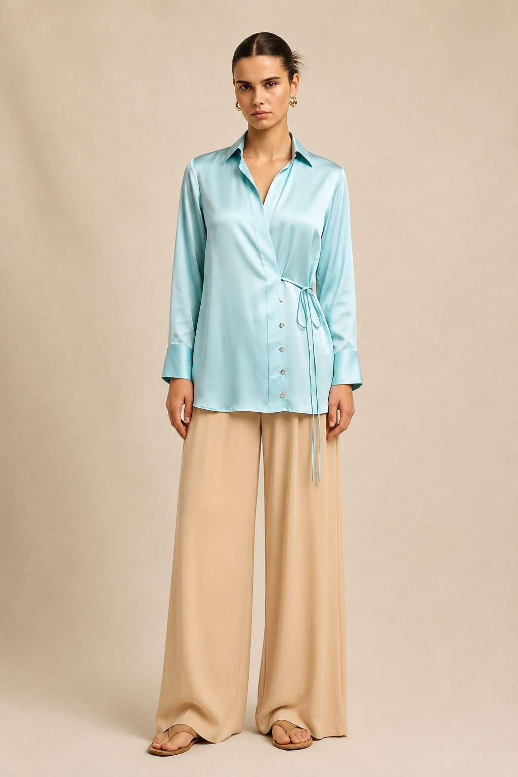 Tropical Breeze Blue Wrap Blouse