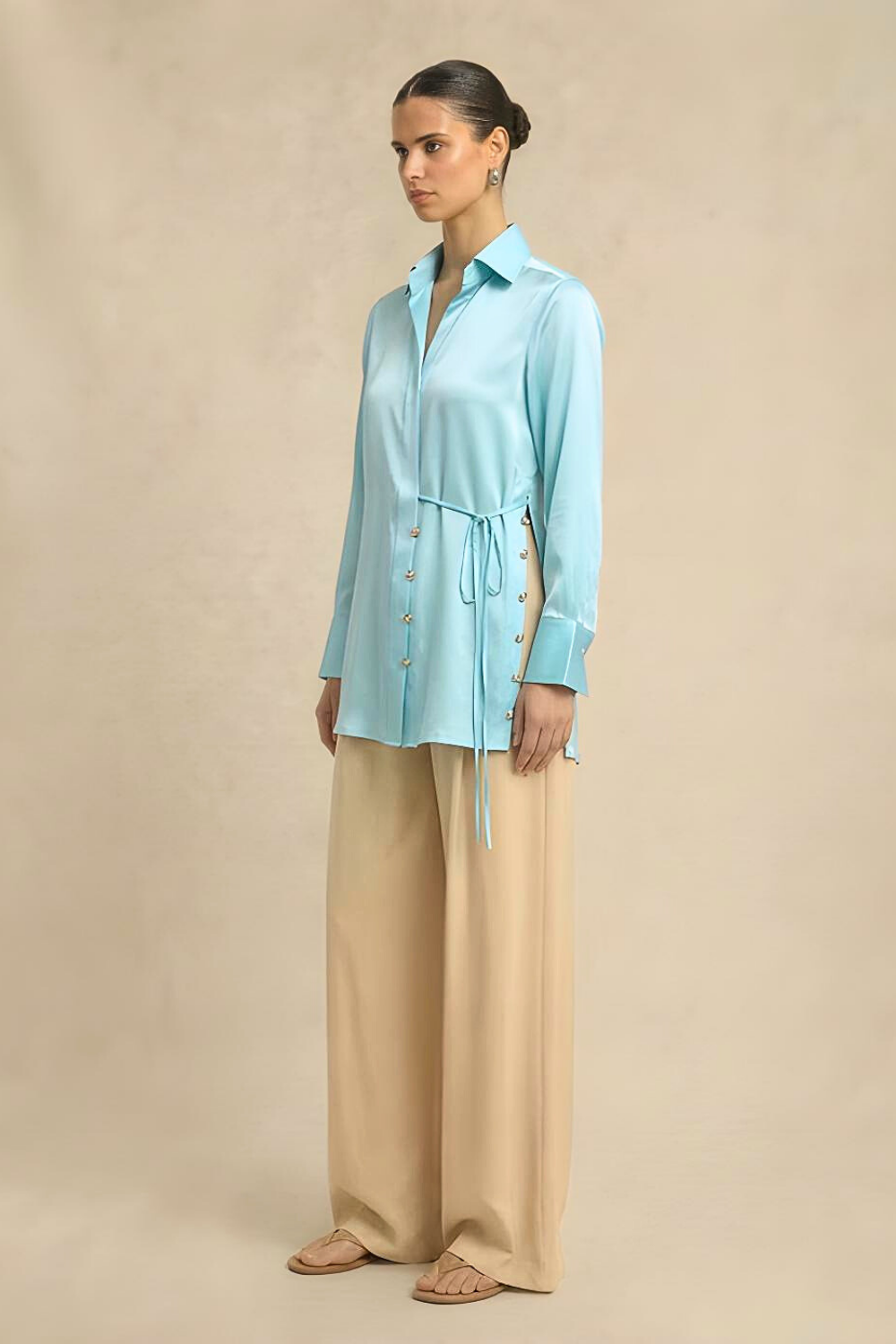 Tropical Breeze Blue Wrap Blouse