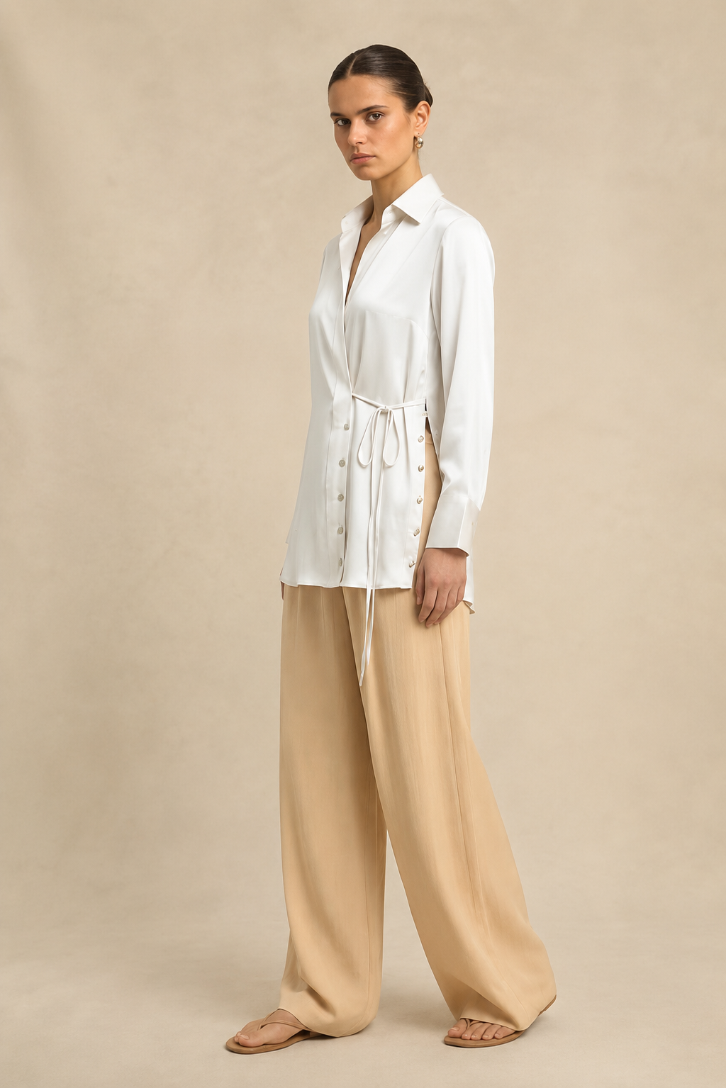 Ivory White Wrap Blouse