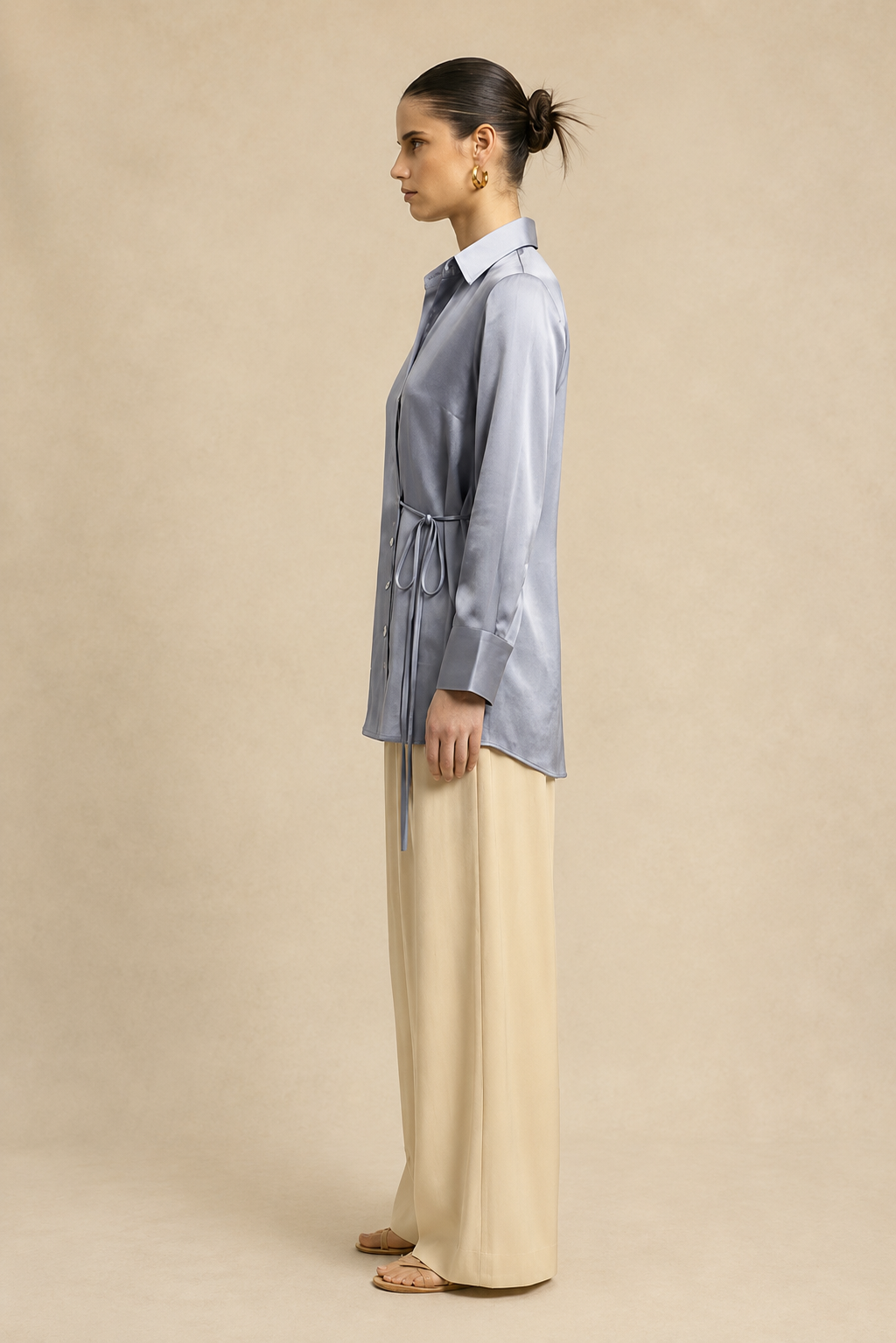 Steel Grey Wrap Blouse