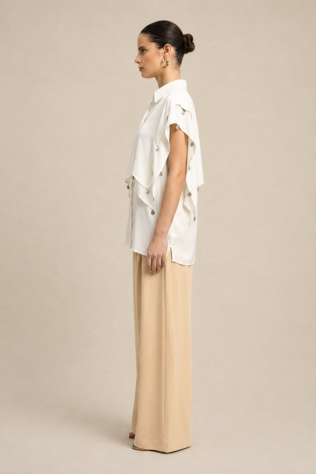 Ivory White Coin Flap Shirt