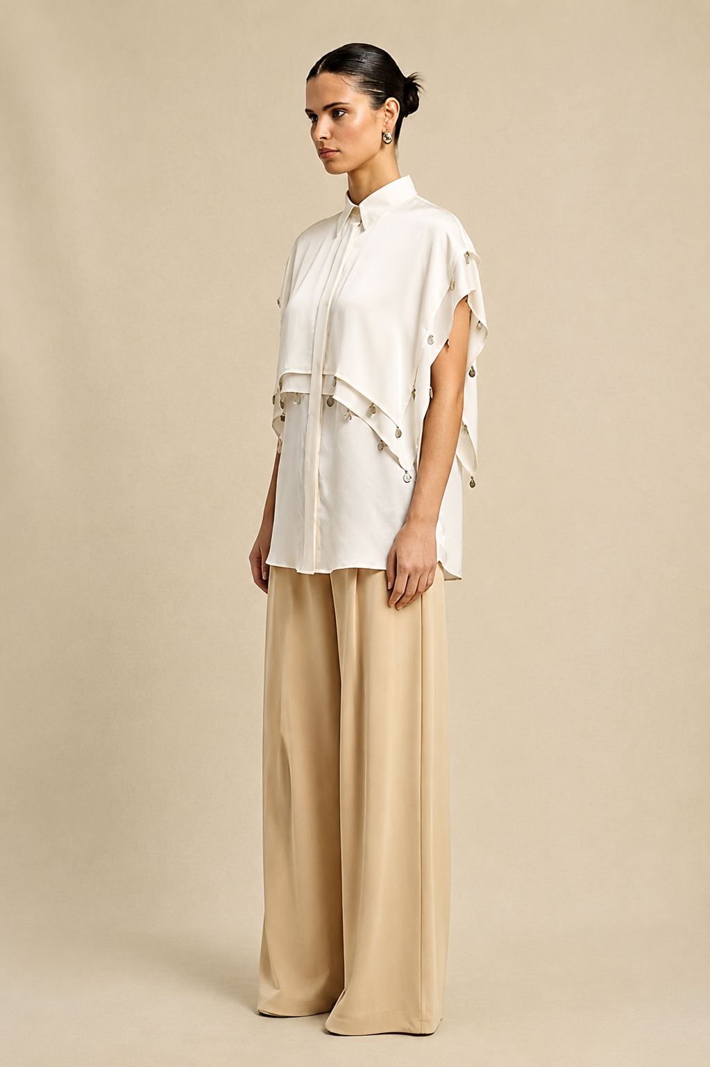 Ivory White Coin Flap Shirt