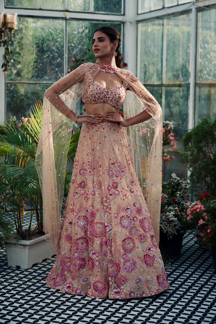 Anubhooti Beige Multicolor Embroidered Lehenga set