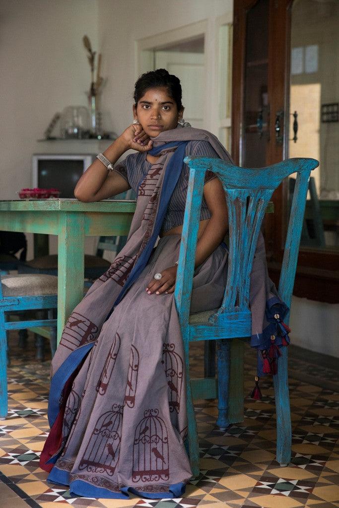 SAREE - Cage with dark gray - CHHAPA