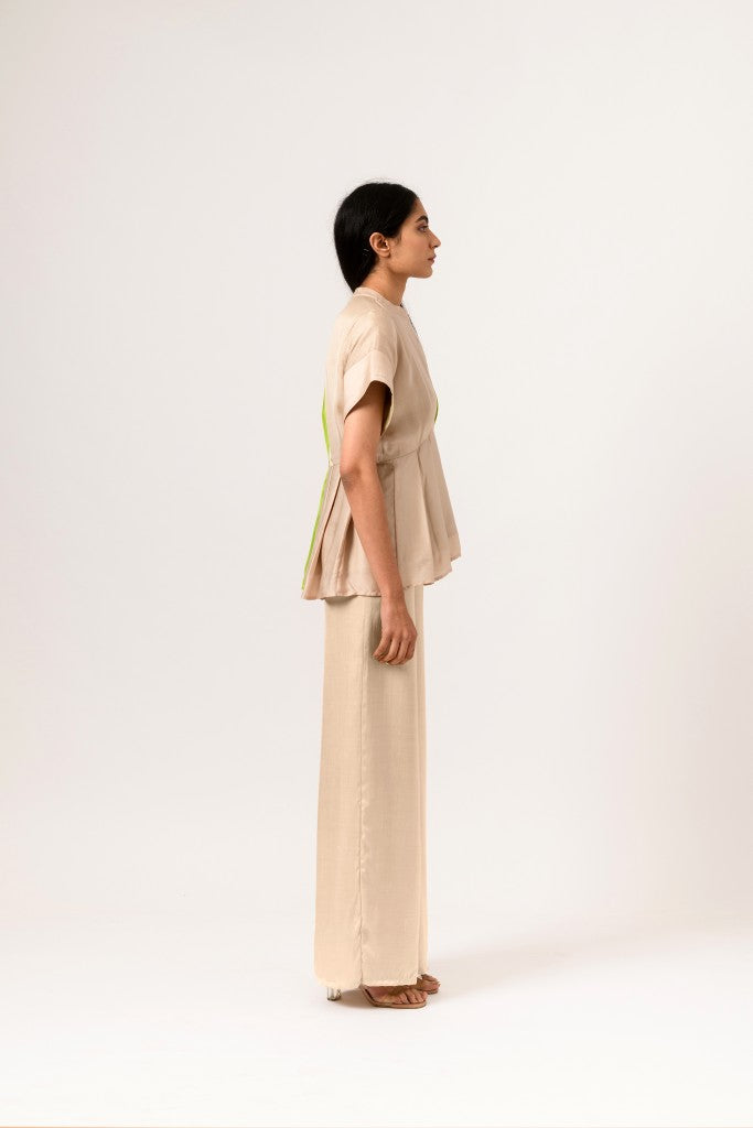 Ecru-Green Half-Half Co-ord Set