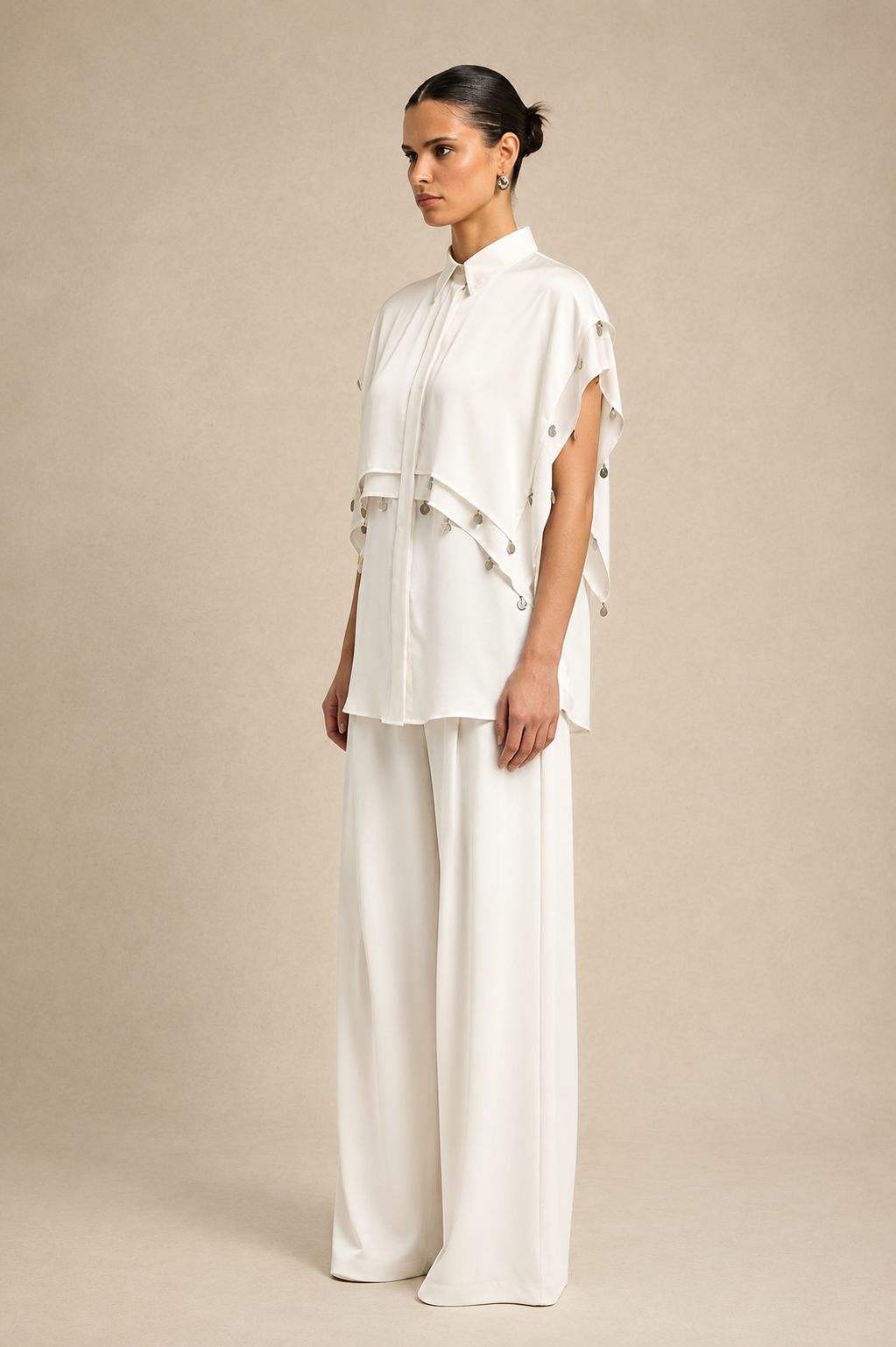 Ivory White Coin Flap Co-ord set