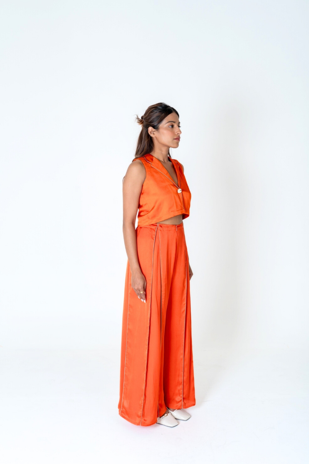 Orange Sleeveless Waistcoat Co-ord Set