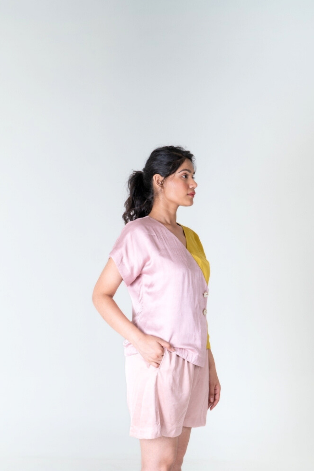 Pink-Yellow Short Co-ord Set