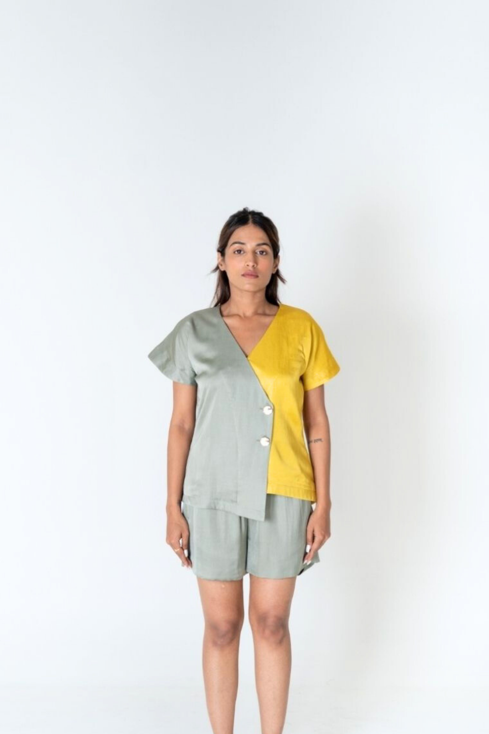 Green-Yellow Short Co-ord Set