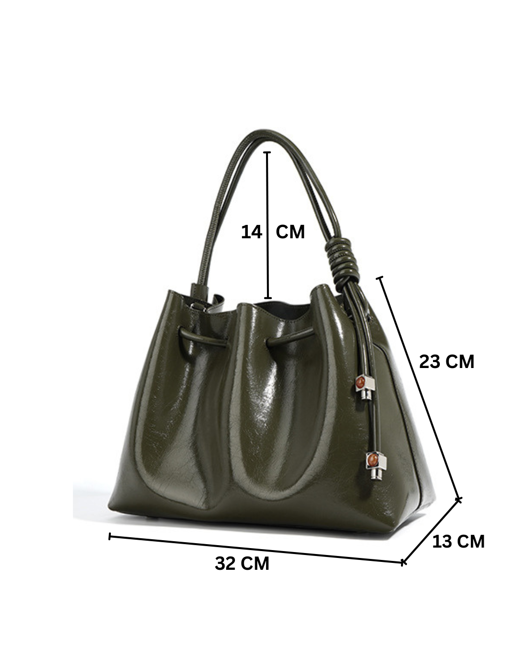Terra- Ladies leather Satchel Bag, col. olive