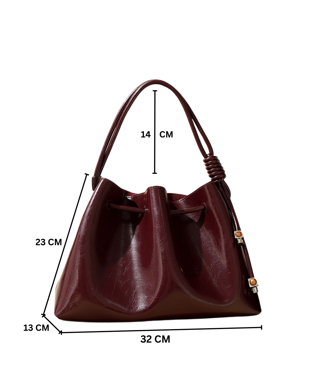 Terra- Ladies leather Satchel Bag, col. bordo