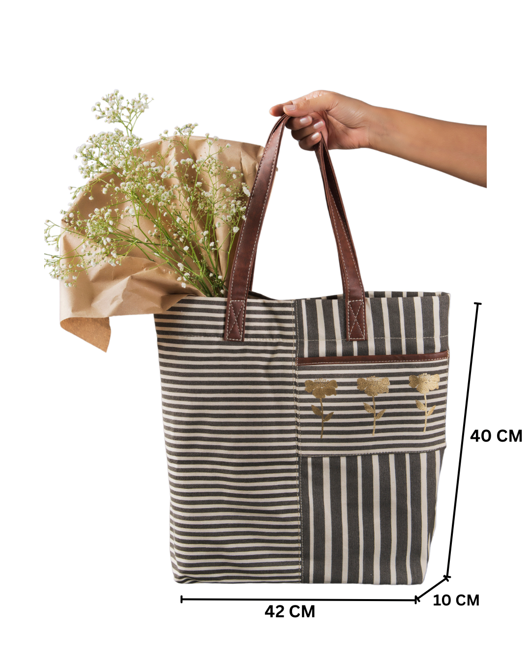 Retro stripe ladies tote bag