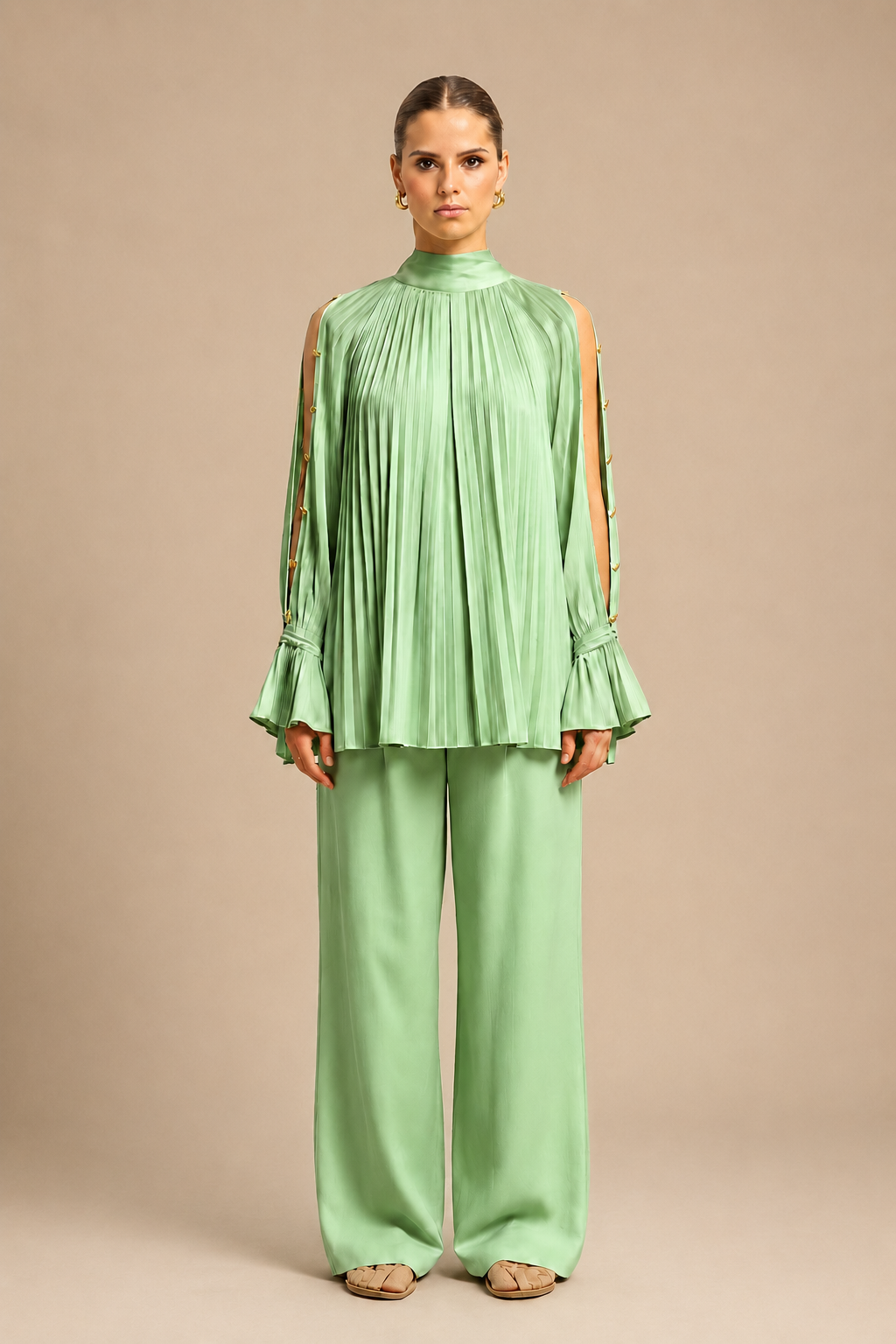 Ash Green Halter Neck Co-ord Set