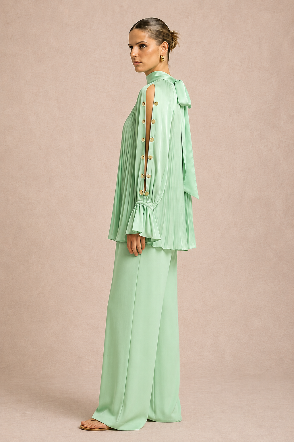 Ash Green Halter Neck Co-ord Set