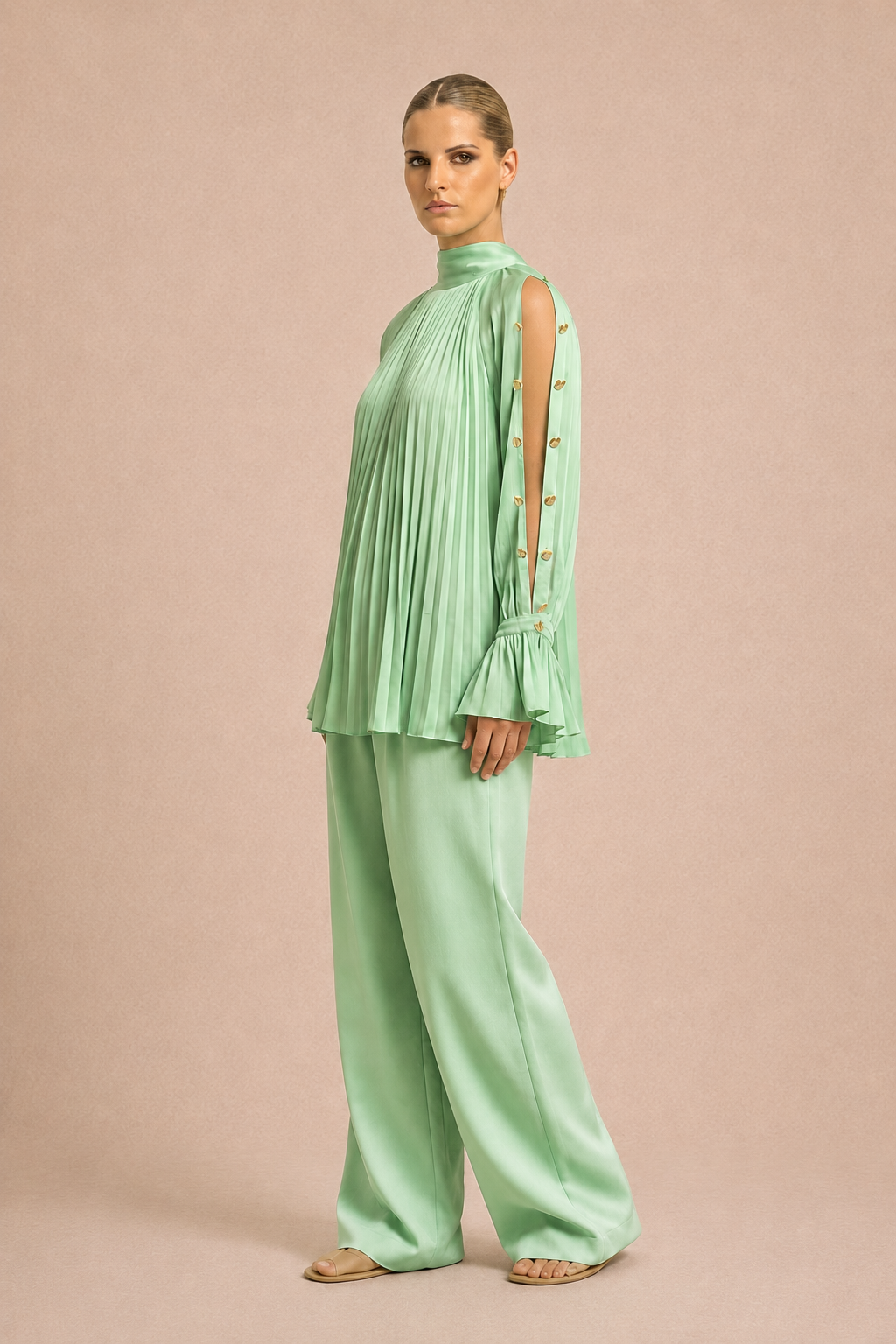 Ash Green Halter Neck Co-ord Set
