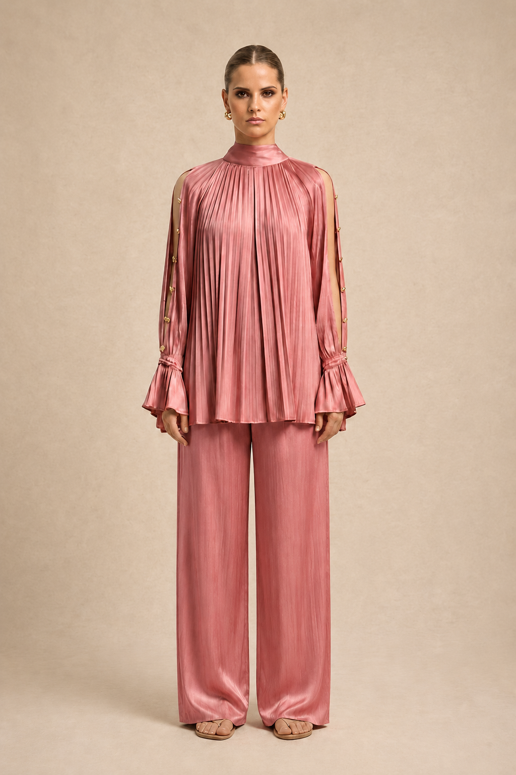 Brick Red Halter Neck Co-ord Set