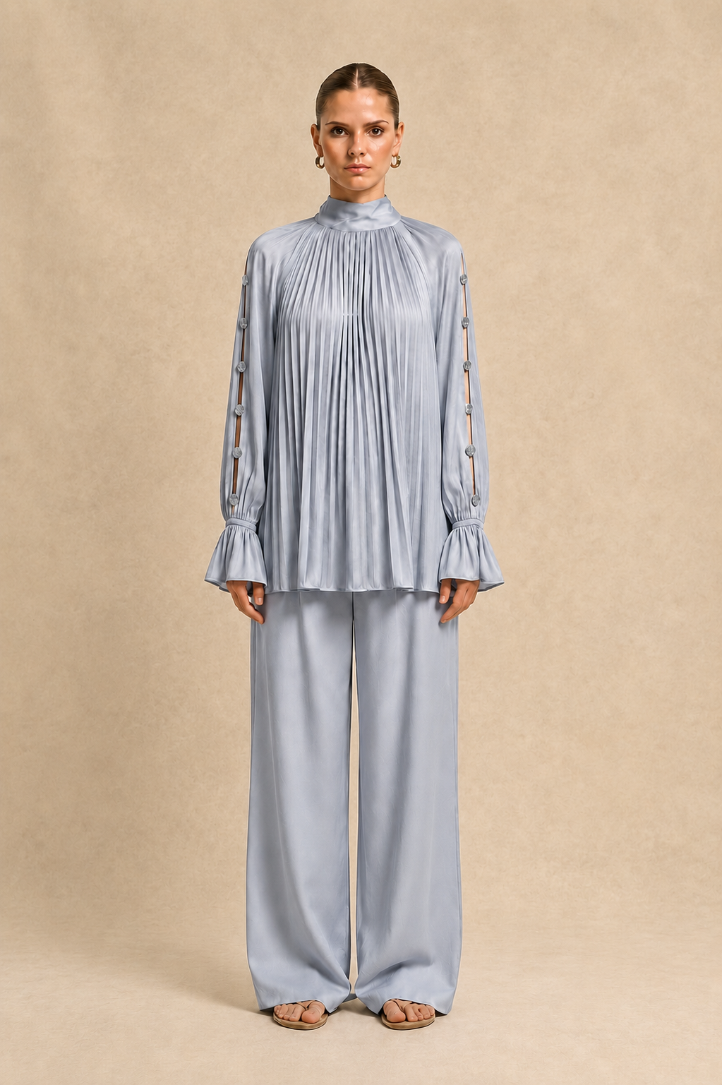 Steel Grey Halter Neck Co-ord Set
