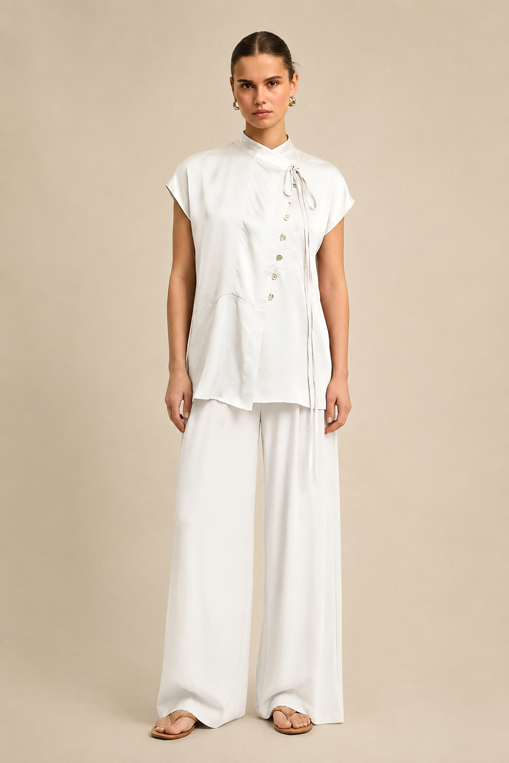 Ivory White Crew Neck Co-ord set