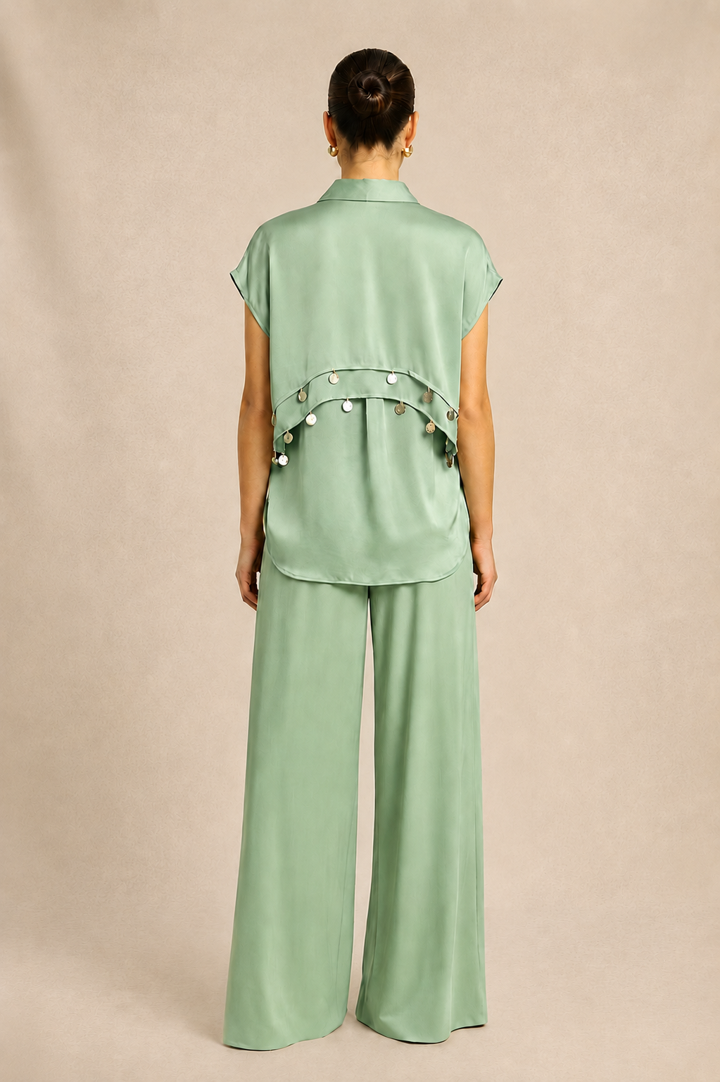 Ash Green Coin Flap Co-ord set