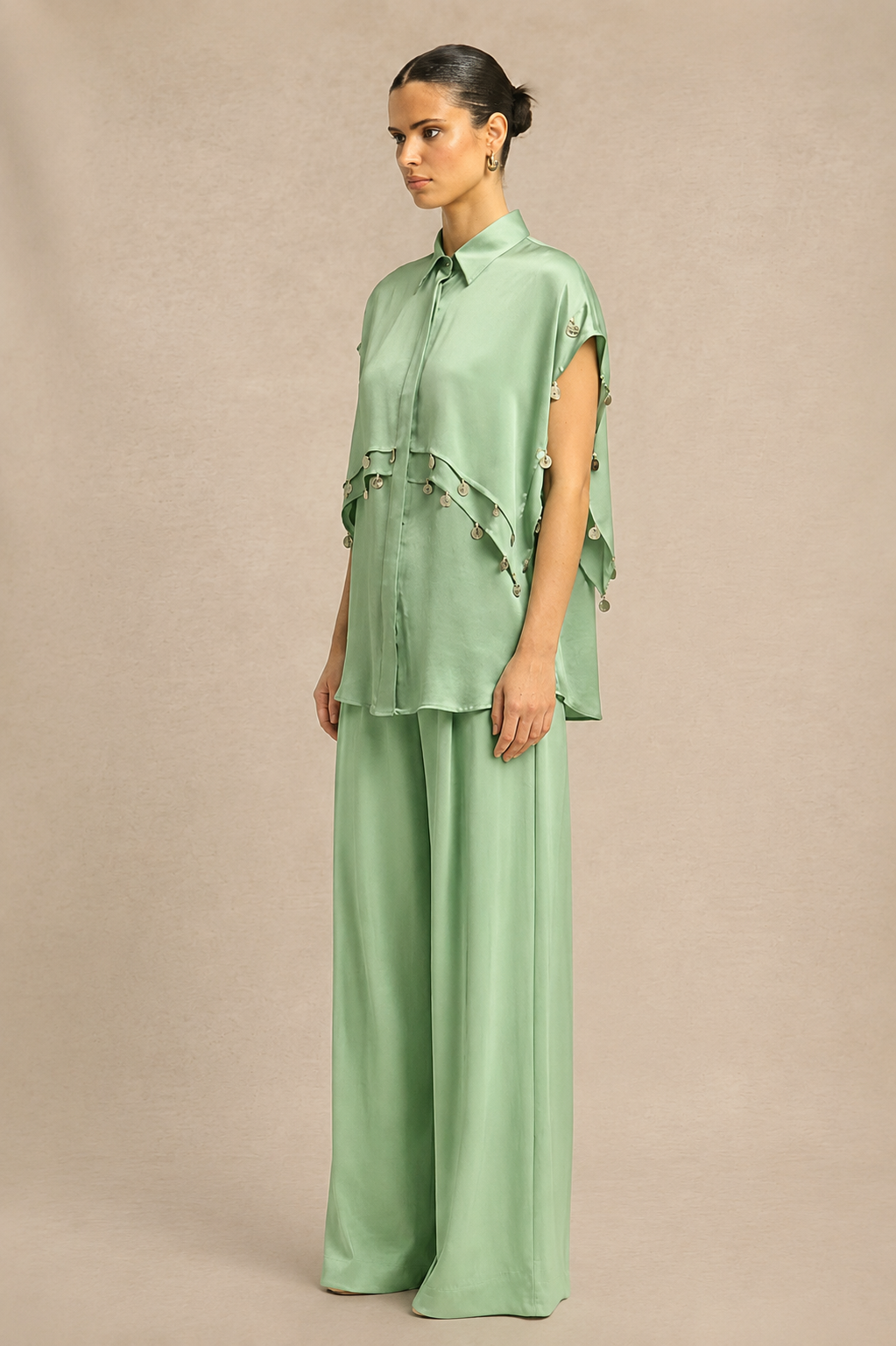 Ash Green Coin Flap Co-ord set