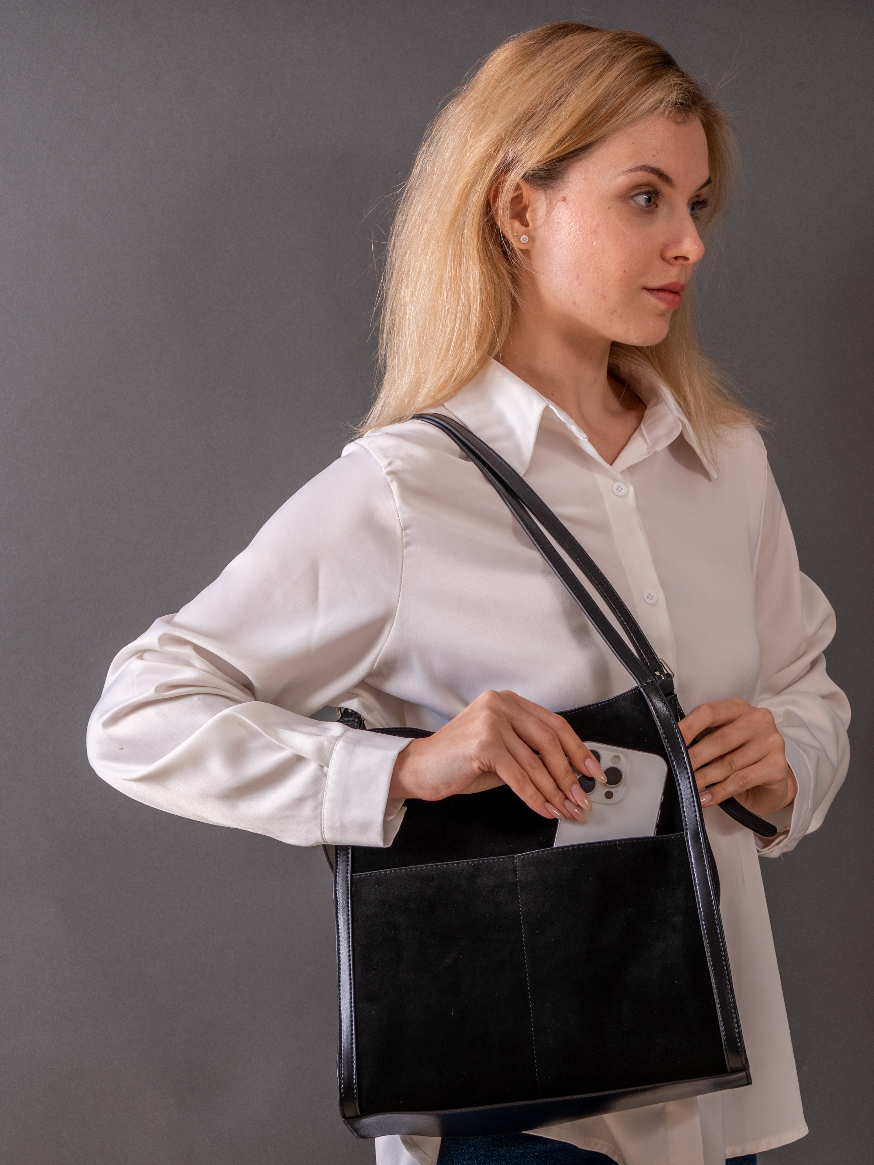 Siena - Ladies leather tote bag, col.black