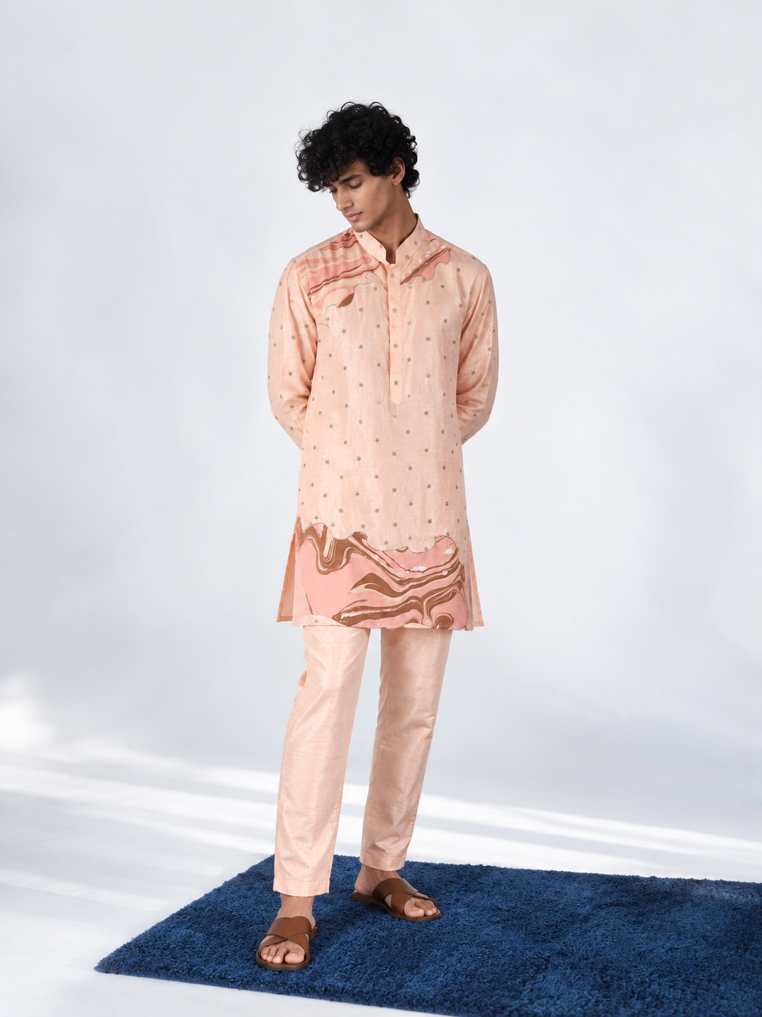 Blush Embroidered Marble Appliqué Kurta - Pant Set