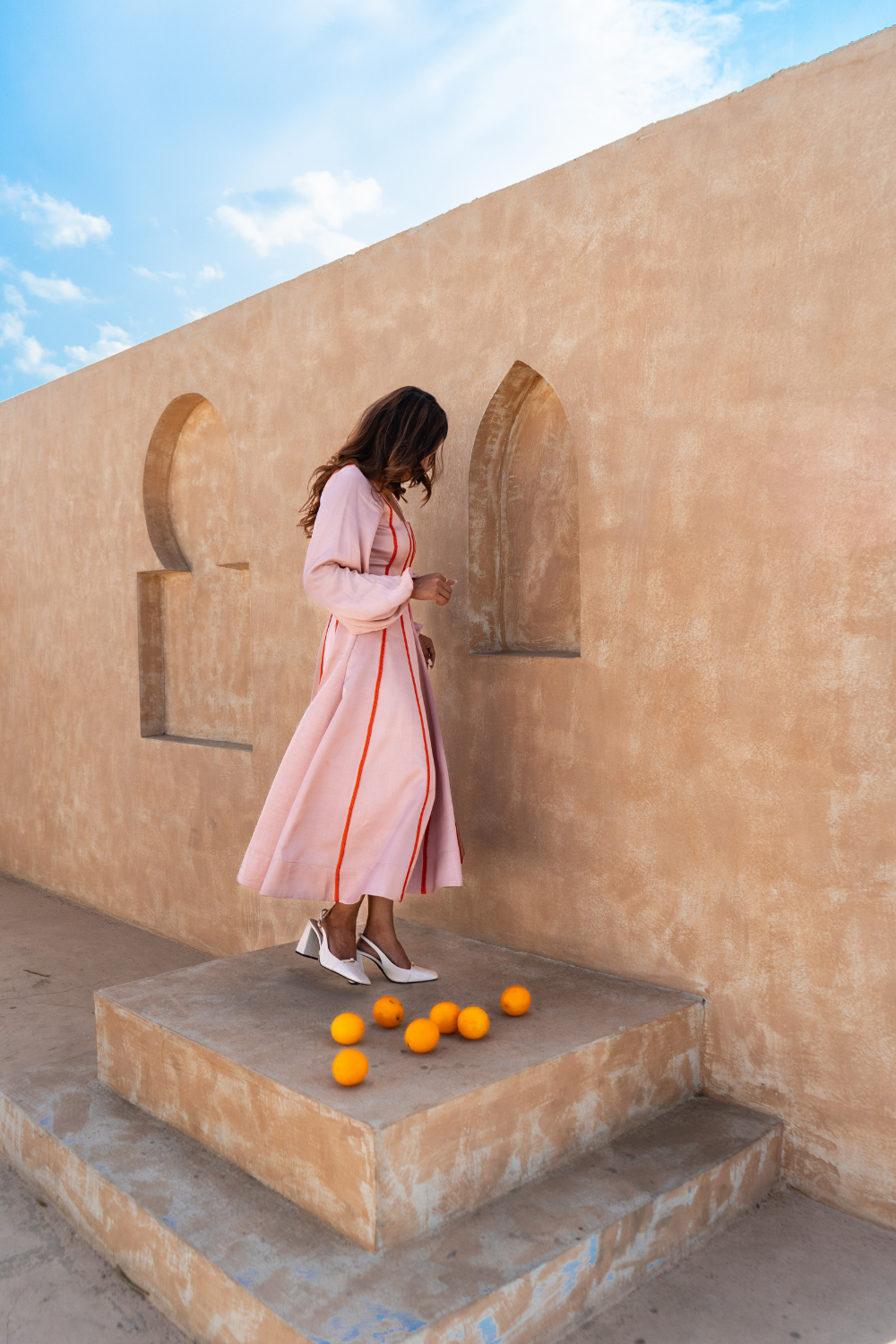 Pink Maxi Dress- Orange Braids