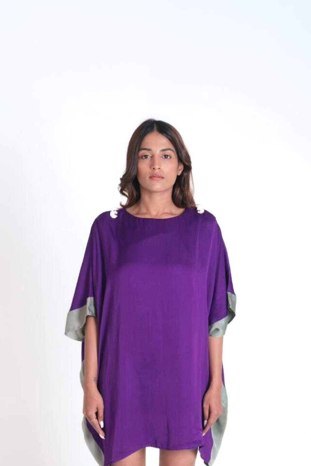 Purple- Green Short Kaftan Dress