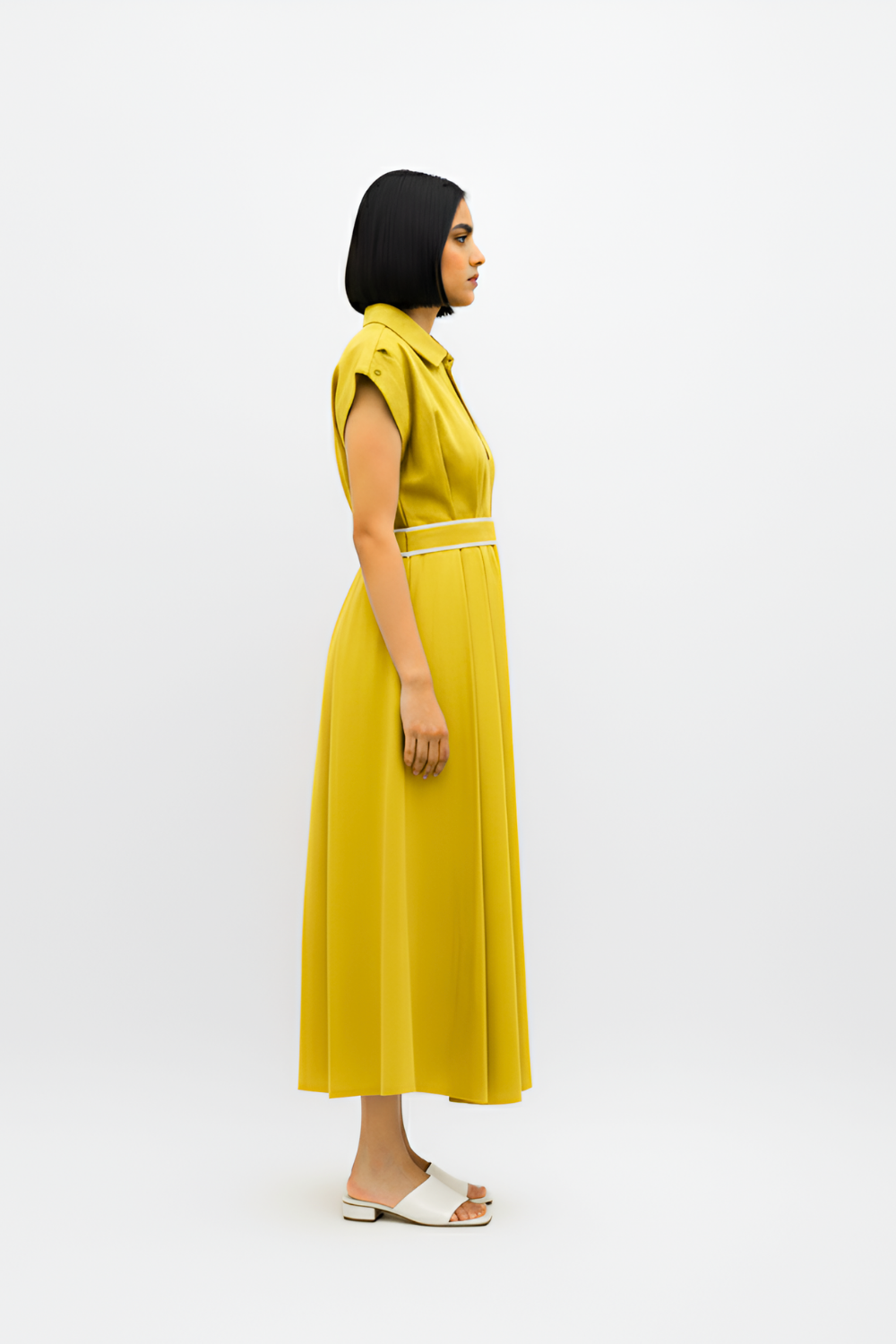 Mango Yellow-Ivory Skater Dress