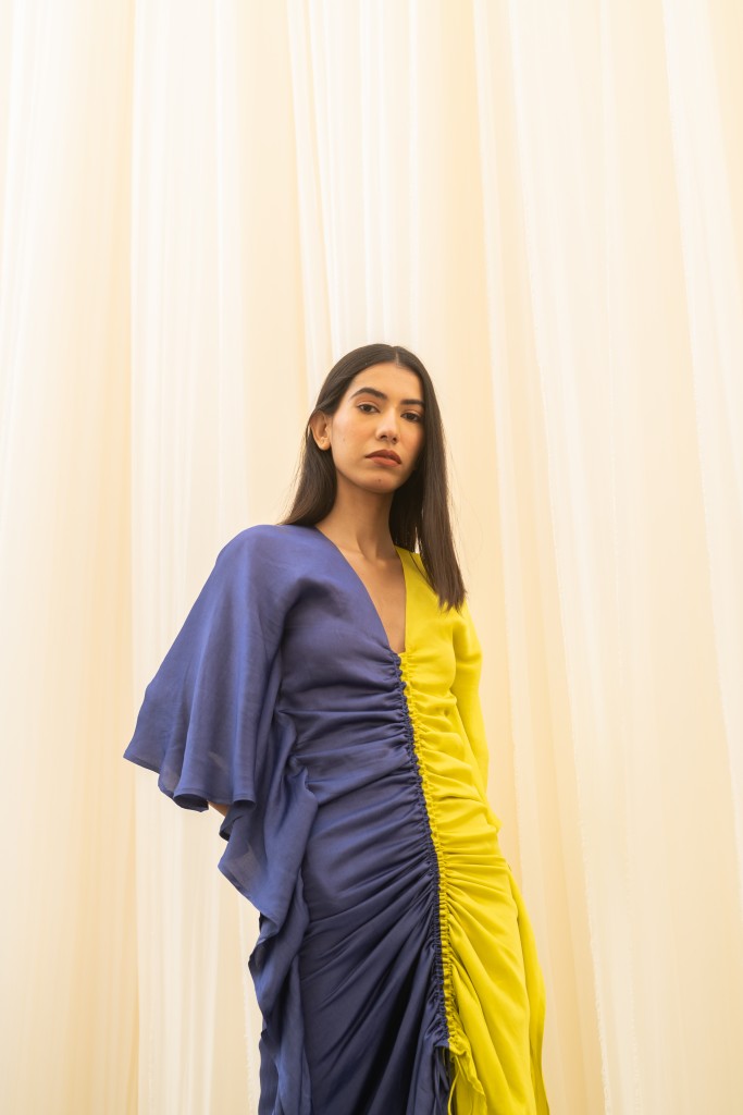 Blue-Neon Kaftan Bodycon Dress