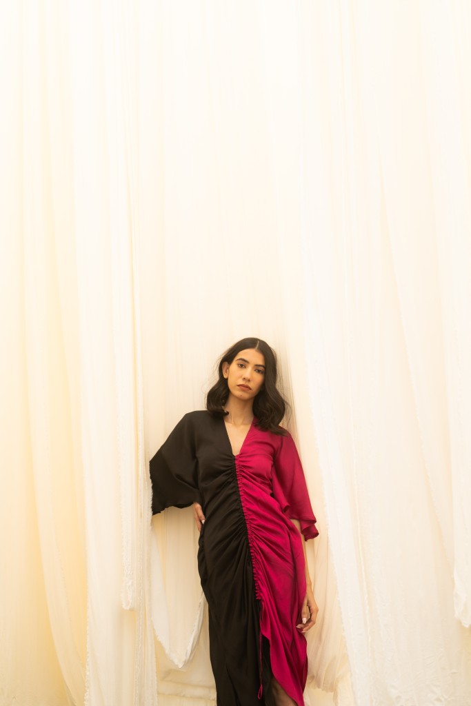 Black-Wine Kaftan Bodycon Dress