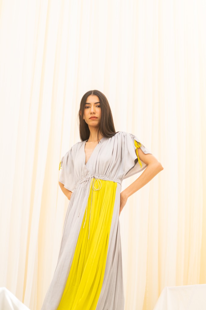 Grey-Neon Angrakha Dress