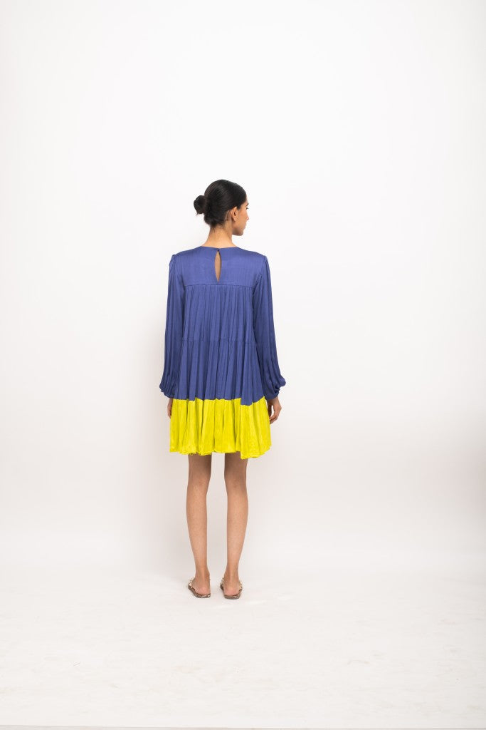 Blue Neon Gather Short Dress