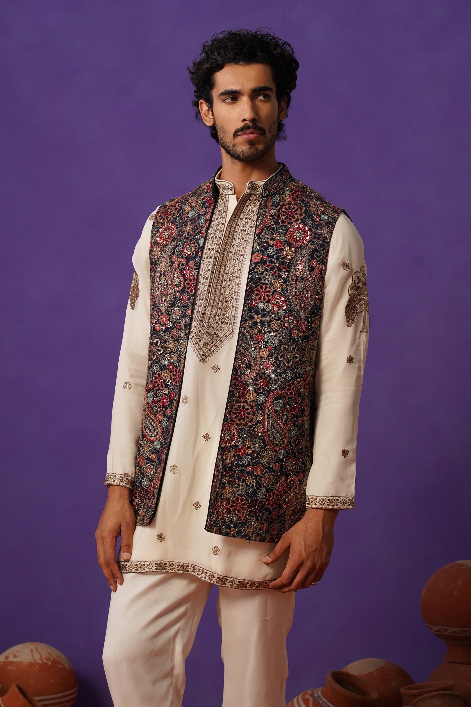 GAGAN BLUE SHORT KURTA SET