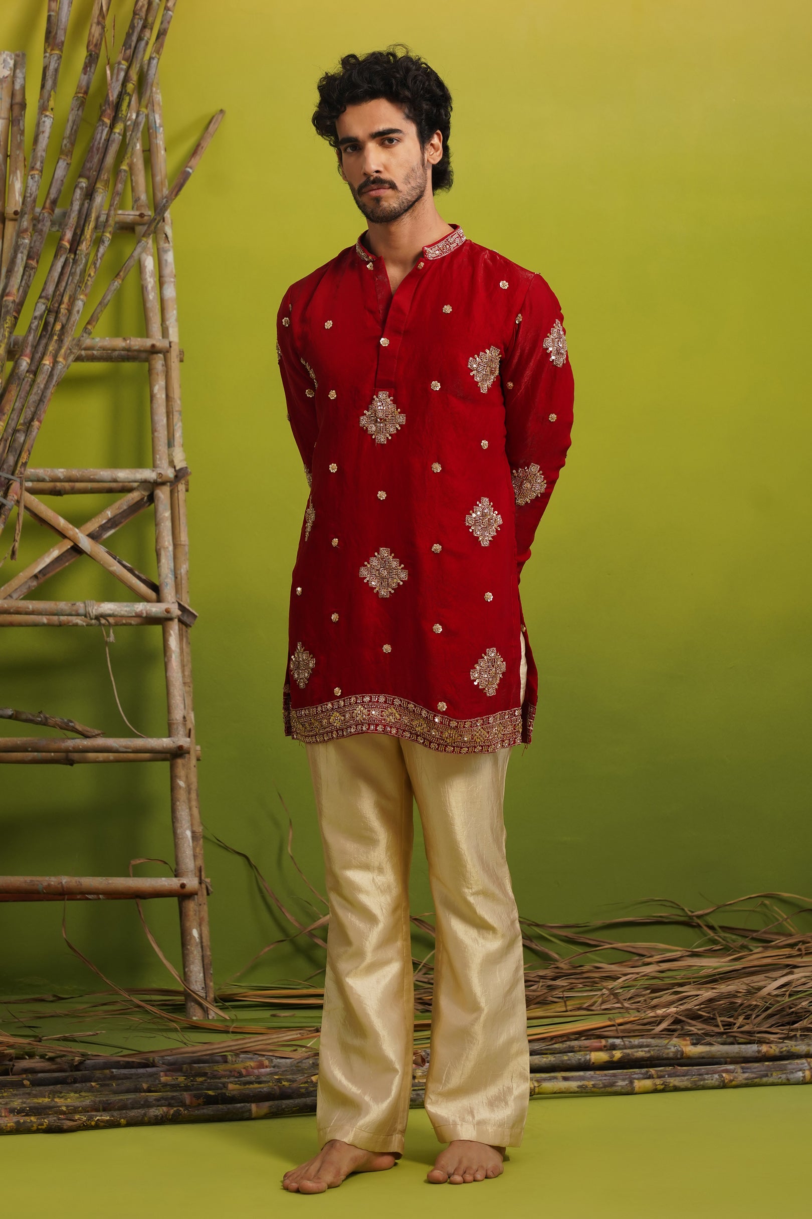 FIZA RED SHORT KURTA SET